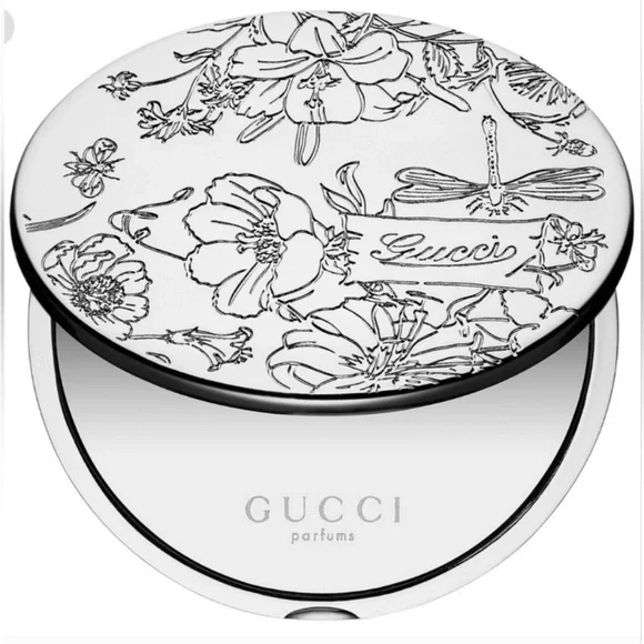 New Gucci Flora Limited Edition Compact Mirror – Silver Floral Engraving - Picture 6 of 11